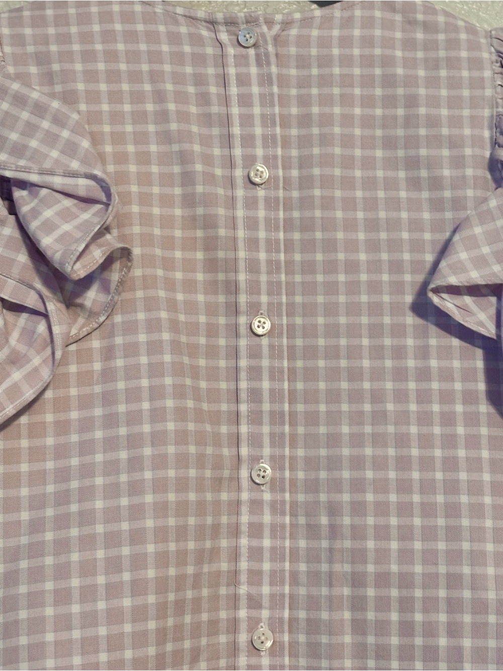 Riley & Rae Lavender Gingham Ruffle Blouse - Picture 6 of 7